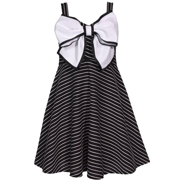 NEW Bonnie Jean Girls Size 7-16 Black/White Bow Front Knit Dress